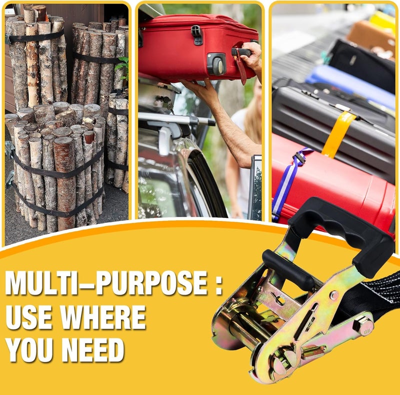 sumpluct Endless Retractable Ratchet Straps 1650 lb Break Strength 2in x 10 Ft (No Hooks) Tie Down Kit Set Car Cargo Strap for Securing Stuff - Image 5